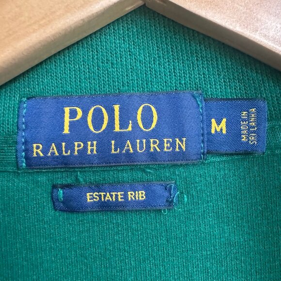 Polo Ralph Lauren Green Estate Rib 1/4 Zip Cotton Sweater Men’s Medium - Picture 7 of 10